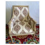 Pier 1 Upholstery Arm Chair Maroon & Wood Accents