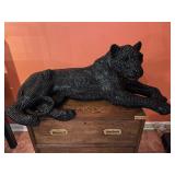 Large Black Sparkly Panther Wildcat Sculpture