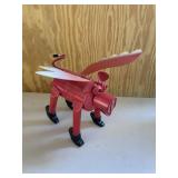 Red When Pigs Fly Metal Art Sculpture