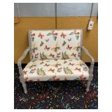 Colorful Butterfly Print Wood Frame Loveseat
