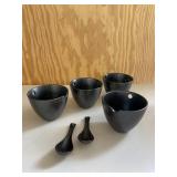 Set of 4 Black Bowls & 2 Spoons