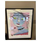 Blue Woman Numbered Art Print Framed