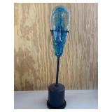 Blue Tribal Mask Art Glass Sculpture