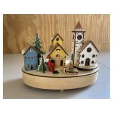 Wood Christmas Village Music Box