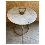 Vintage Brass & Marble Round Cocktail Side Table