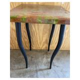 Green Scroll Accent Table Small Square Black Legs