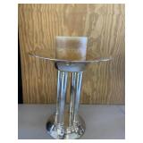Silver Tone Art Deco Style Centerpiece Candle
