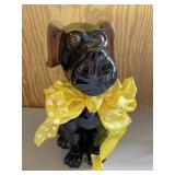 Large Black Dog w/ Yellow Bow Figurine