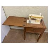 Old Singer Sewing Machine & Wood Table