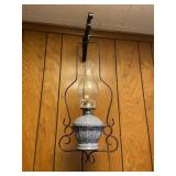 Hanging Oil Lamp with Metal Holder & Bracket