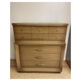 Vintage Wooden Chest of Drawers Gold Accent MCM