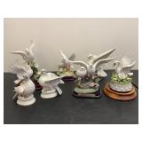 Vintage White Doves Swans Bird Figurines