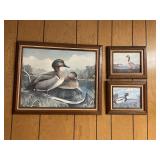 Set of 3 Wood Framed Duck Prints Vintage