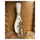 Bowling Pin Ashtray & Gold Anchor Thermometer