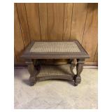 Woven Top Solid Wood Side Table Vintage