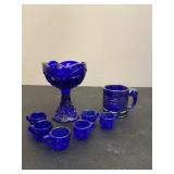 Cobalt Blue Bowl Carnival Cup & Mini Mugs Set