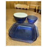Blue Square Baking Dish & 2 Bowls Inc Pyrex