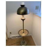 Brass Table Built in Floor Lamp Combo Vintage