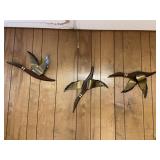 Set of 3 Brass Flying Wall Ducks Home Decor