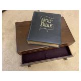 Holy Bible & Wood Storage Box