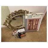 Gold Mirror Wood Shelf Curling Irons