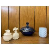 Blue Candy Dish Perfume Bottles Etc