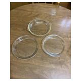 Set of 3 Clear Round Pie Pan Baking Dishes
