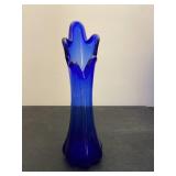 Vintage Cobalt Blue Swung Flower Vase 9"
