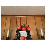 Milkglass Bowl With Fruit & Candle Holders