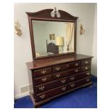 Dark Wood Chest of Drawers with Mirror