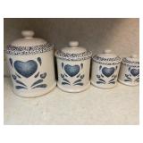 Blue & White Heart Kitchen Cannister Set