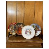 4 Christmas Holiday Collector Plates with Stands