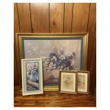 Group of 4 Framed Prints Flowers & Birds
