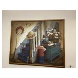 Huntington Large Folk Art Stairs Hats Print Decor
