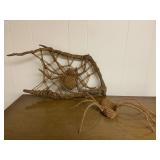 Set of 2 Vintage Macrame Art Spiders with Web