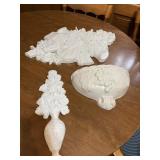 Light Blue Chalkware Set of 3 Home Decor