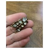 Rhinestone Vintage Pin Gold Accent