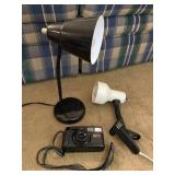 Black Metal Lamp Light & Vintage Camera