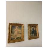 Pink Girl & Blue Boy Gold Framed Prints