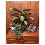 Large Faux Potted Plant & Flowers