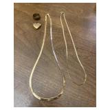 Gold Tone Necklaces Heart Pendant & Ring