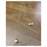 Pearl Style Necklace & Earrings Set Vintage