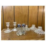 5 Candle Holders & 1 Pair of Salt/Pepper Shakers