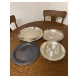Set of 4 Silvertone Serving Platters