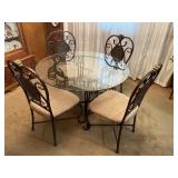 Round Glass Top Dining Room Table & 4 Chairs