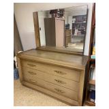 Solid Wood Chest of Drawers & Mirror MCM Style