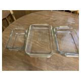 Set of 3 Clear Glass Baking Casserole Dishes