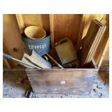 Old Wooden Storage Box and Contents