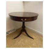 Round Wooden Parlor Table Vintage 3 Legs