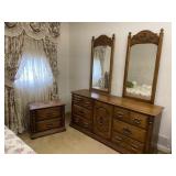 Solid Wood Chest of Drawers 2 Mirrors & Nightstand
